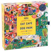 Double Sided Cat Café and Dog Park 500 Piece Jigsaw Puzzle
