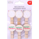 Decorative Wooden Pegs - Pack of 6 image number 1