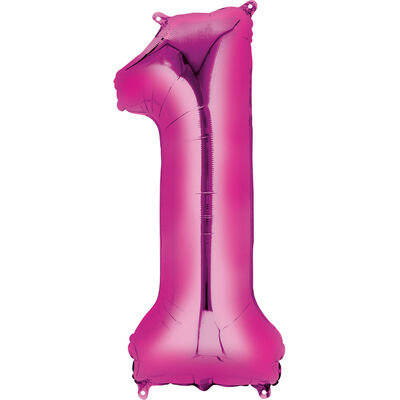 34 Inch Pink Number 1 Helium Balloon image number 1
