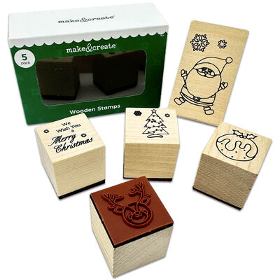 Christmas Wooden Stamps: Pack of 5 image number 1
