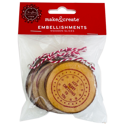 Christmas Wooden Slices Hanging Embellishments: Pack of 4 image number 1