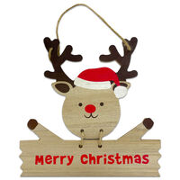 Wooden Christmas Reindeer Hanging Sign