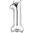 34 Inch Silver Number 1 Helium Balloon image number 1