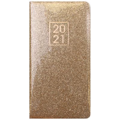 Gold Glitter 2021 Slim Week to View Pocket Diary image number 1