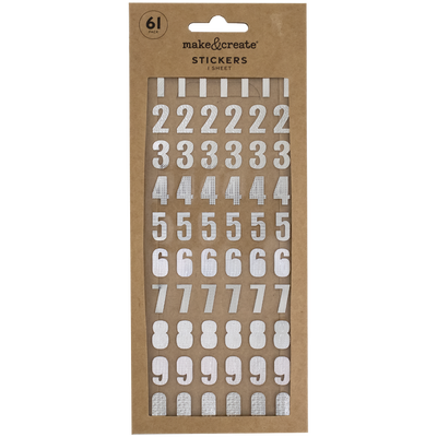 Silver Number Stickers: Pack of 61 image number 1