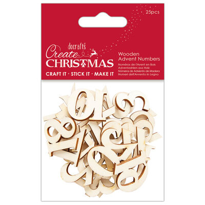 Natural Wooden Advent Numbers: Pack of 25 image number 1