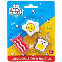 3D Printed Breakfast Fidget Clickers: Pack of 3