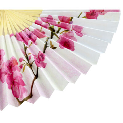 White Floral Paper Fan image number 3