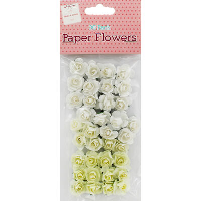 White and Cream Paper Flowers - 36 Pack image number 1