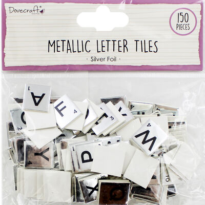 Dovecraft Essentials Metallic Letter Tiles - Silver - 150 Pieces image number 1