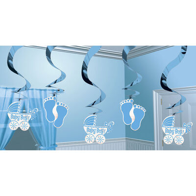 Blue Boy Baby Shower Hanging Swirl Decorations image number 2