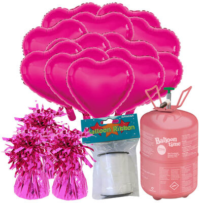 18 Inch Pink Helium Heart Balloon Bundle image number 1