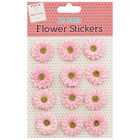 Pink Paper Flower Stickers - 12 Pack image number 1