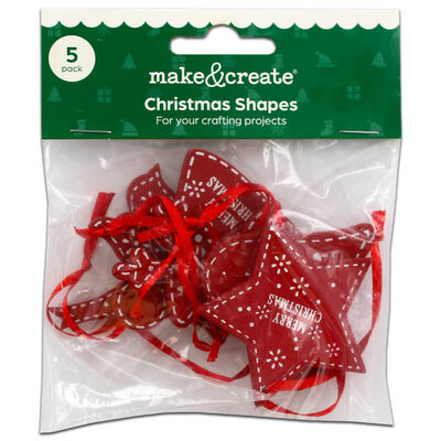 Hanging Wooden Christmas Shapes: Pack of 5 image number 1