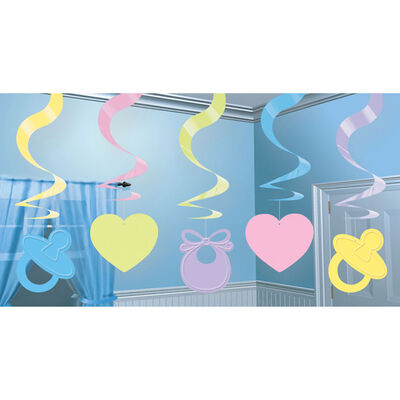 Pastel Baby Shower Hanging Swirl Decorations image number 2