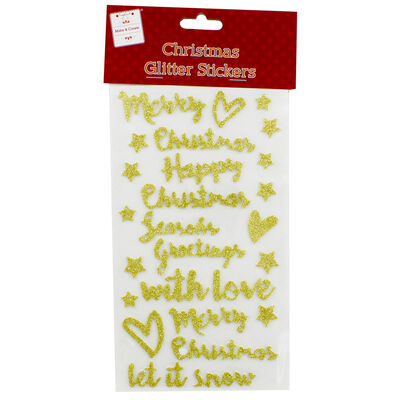 Christmas Glitter Sentiment Stickers - Assorted image number 2