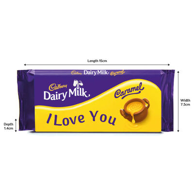 Cadbury Dairy Milk Caramel Chocolate Bar 110g - I Love You image number 2