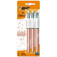 Bic Shine Rose Gold 4 Colour Pen: Pack Of 3