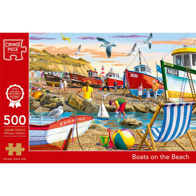 Boats on the Beach 500 Piece Jigsaw Puzzle image number 1