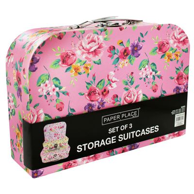 Vintage Floral Storage Suitcases: Set of 3 image number 2