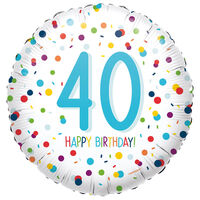 18 Inch Confetti Number 40 Happy Birthday Helium Balloon