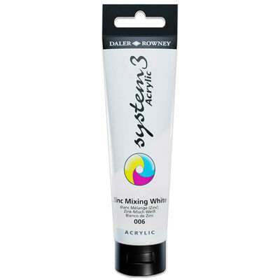 Daler Rowney System 3 150ml Acrylic Paint: Zinc Mixing White image number 1