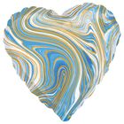 17 Inch Marble Blue Heart Helium Balloon image number 1