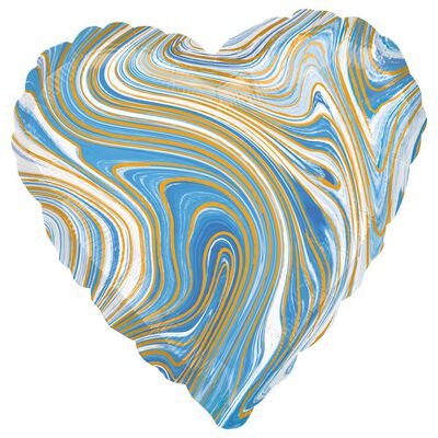 17 Inch Marble Blue Heart Helium Balloon image number 1