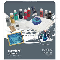 Crawford & Black Paint Pouring Art Set: 47 Piece Set