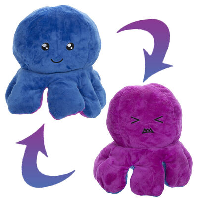 Large Reversible Squid Plush Toy: Blue & Purple image number 2