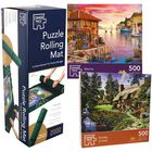 Sunday Cricket & Marina View 500 Piece Jigsaw Puzzle with Puzzle Rolling Mat Bundle image number 1