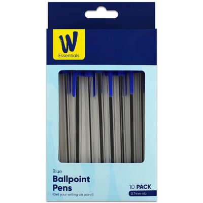 Works Essentials Blue Ballpoint Pens: Pack of 10 image number 1