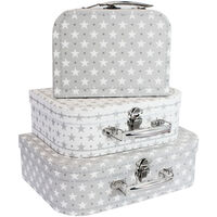 Grey Stars Storage Suitcases - Set Of 3