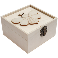 Wooden Bee Box with Clasp 11.5 x 11.5 x 6.5cm