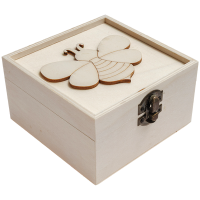 Wooden Bee Box with Clasp 11.5 x 11.5 x 6.5cm image number 2