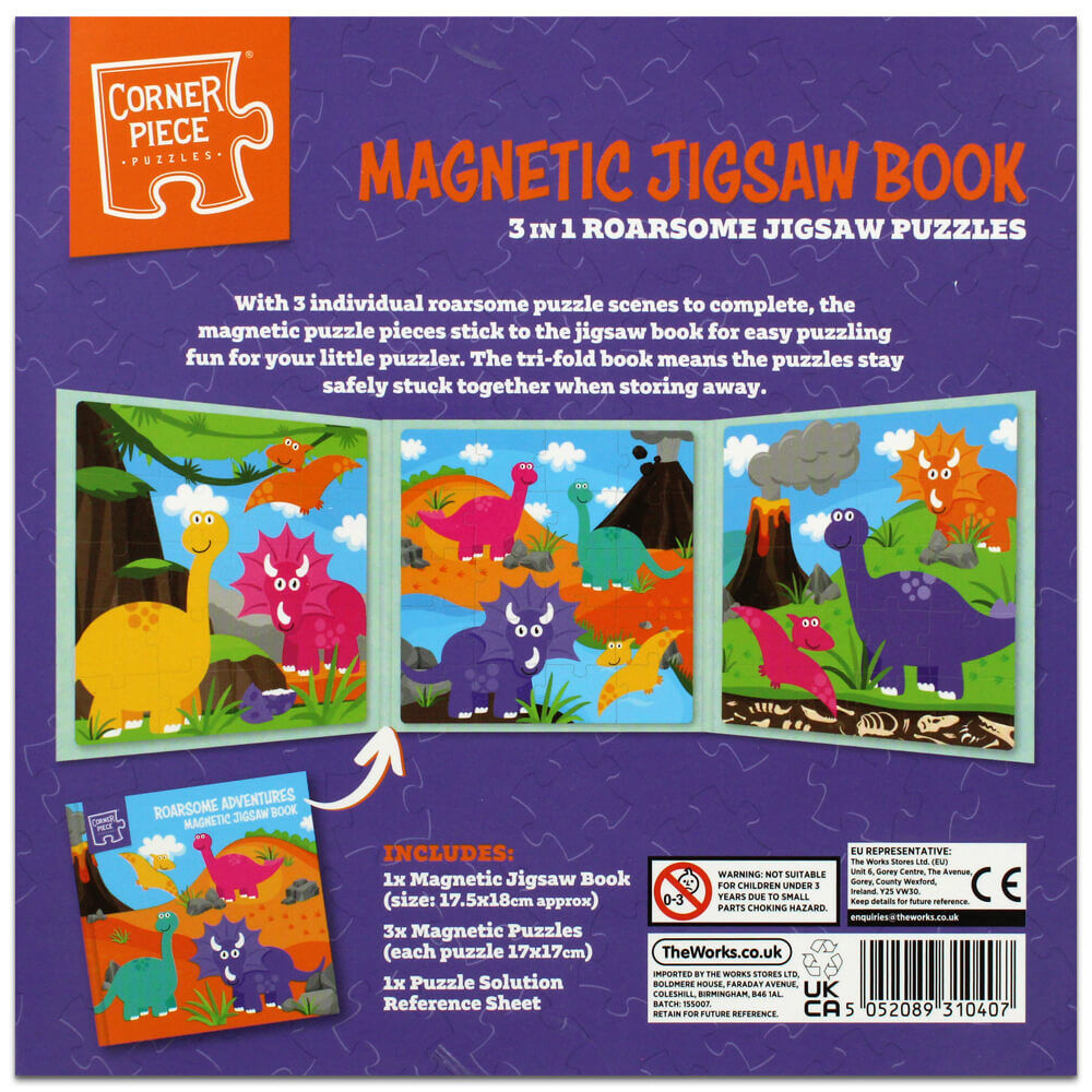 Dinosaur Magnetic Book Toddlers Brain Training Game 3D Magnetic Jigsaw Puzzle for 3 4 5 Year Old Boys and Girls Aitbay Magnetic Puzzles Toy for Kids 