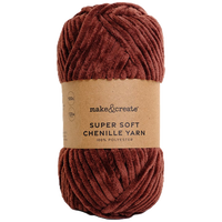 Super Soft Chenille Yarn: Chocolate 100g