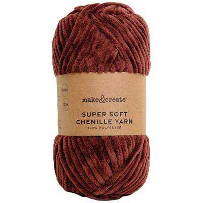 Super Soft Chenille Yarn: Chocolate 100g image number 1