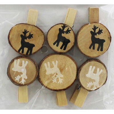 Wooden Christmas Pegs - 6 Pack image number 2