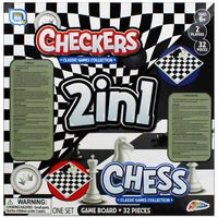 2 in 1 Checkers and Chess Board Game