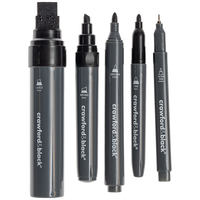 Crawford & Black Black Acrylic Markers with Assorted Nibs: Pack of 5