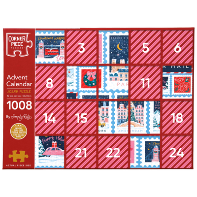 Christmas Stamps 1008 Piece Jigsaw Puzzle Advent Calendar image number 1