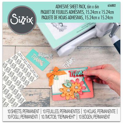 Sizzix 6&rdquo; x 6&rdquo; Adhesive Sheet Pack: Pack of 10 image number 1