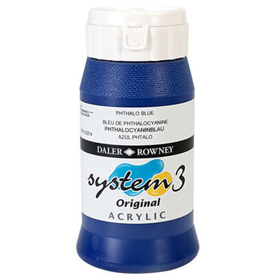System 3 Acrylic Paint: Phthalo Blue 500ml image number 1