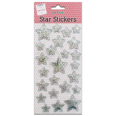 Silver Iridescent Star Stickers: Pack of 24 image number 1