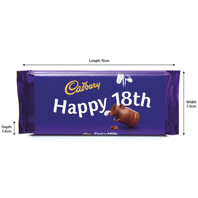 Cadbury Dairy Milk Chocolate Bar 110g - Happy 18th image number 3