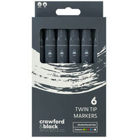 Crawford & Black Twin Tip Markers: Pack of 6