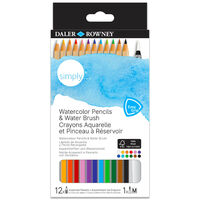 Daler Rowney Simply Watercolour Pencils & Water Brush Set