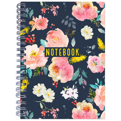 A4 Wiro Navy Floral Notebook image number 1