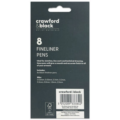 Crawford & Black Fineliner Pens: Pack of 8 From 4.00 GBP | The Works